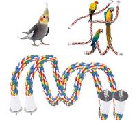 2Pcs Bird Chew Rope Brightly Colored Bird Perch Stand Cotton Birds Ladder Toys for Parrots Parakeets Perching Playing(60CM)