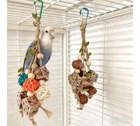 2PCS Bird Chewing Toys, Natural Carambola Nut Parrot Toys Hanging in Bird Cages for Small and Medium-Sized Macaws,African Grey,Cockatoos,Cockatiel, Amazon Parrots