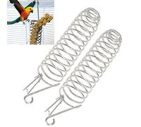 2Pcs Bird Food Basket Stainless Steel Bird Feeder Parrot Fruit Vegetables Millet Wheat Ear Holder for Budgie Parakeet Cockatiel Conure African Grey