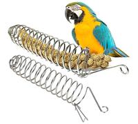 2Pcs Bird Food Container, 9.1x1.8x1.8 Inch Metal Bird Foraging Toys with Hangable and Removable Hook, Parrot Feeder for Parakeet, Cockatiel, African Grey