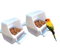 2PCS Bird Feeder, Bird Cage Bowl Cups, Plastic Food Feeder Cup for Parrots Cockatiel Pigeon Sparrow (2 pack)