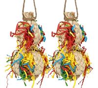 2PCS Bird Foraging Toys, Parrot Shredding Chewing Shredder Hanging Toys, Parakeets Shredded Paper Bird Cage Accessories Toy for Small Parrots, Conures, Love Birds, Cockatiels