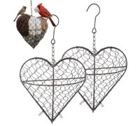 2PCS Bird Nesting Heart, 7.1 * 7.9 * 1.2" Refillable Handmade Fiber Bird Nesting Heart, Starter Hummingbird Houses, Winter Shelter Outside Garden Art Birdhouse for Birds Lovers Cozygift