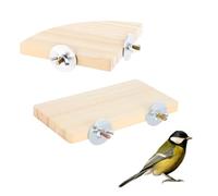 2PCS Bird Perch Platform Flat, Fan Shape and Rectangle Bird Cage Platform, 5.9 × 3.14 Inches Birds Perch Stand Platforms with Stainless Steel Washers for Cockatiel Rat Hamster Guinea Pig Conure