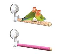 2Pcs Bird Perch With Suction Cup, Wooden Parrot Stand, Shower and Window Perch, Grinding Stick Training Toys, Wall Bath Car Travel Stand for Small and Medium Birds
