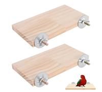 2Pcs Bird Platform, Flat Wooden Stand, Bird Cage Accessories, Wooden Stand Rest Place, Hamster Platform, for Small Animals, Parakeets, Budgies, Chinchilla, Rat, Mouse, Parrot