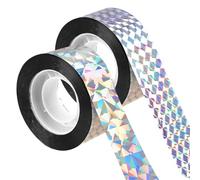 2PCS Bird Scarer Reflective Tape - 2.4cm x 80m Holographic Flash Ribbon Rolls - Anti Pigeon Birds Deterrent for Gardens, Roofs, Fruit Trees, and Balconies - Durable Bird Scare Tape