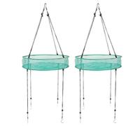 2pcs Bird Seed Catch Tray for Hanging Feeders, 50.8x50.8x10cm | Polyester Mesh, Green round Design, Quick Setup with Rings, Loops, Stakes and Guy Lines