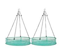 2pcs Bird Seed Catcher for Hanging Feeders 20 Inch round Tray | 4 Inch Deep, No-hole Solid Bottom, 4-point Straps, Green Polyester Net, Patio Outdoor Accessory