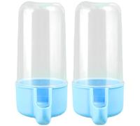 2Pcs Bird Water Dispenser, 200ml Automatic Bird Water Feeder, Clear Visible Food Container 4.7x2" Cage Feeder with Buckle for Parrot Lovebirds Canary Finch Rabbit Cage