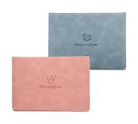 2pcs Birth Certificate Cover, Artificial Leather Protective Holder | Cartoon Patterns, Lightweight Portable Design, Wear-resistant Finish, Lovely Decorative Details, Marriage Certificate Holders