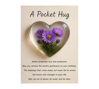 2PCS Birth Flower Pocket Hug Gift 2D Acrylic Heart Hug Pocket with Cards Positive Greeting Cards Thinking of You Gifts for Women Friendship Gift (I)