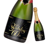 2pcs Birthday Bottle Label; Happy Birthday Label for Champagne and Wine Bottles, self-Adhesive; Birthday Gift for Men & Women (14.8 x 10.5 cm) (60th Birthday)