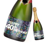 2pcs Birthday Bottle Label; Happy Birthday Label for Champagne and Wine Bottles, self-Adhesive; Birthday Gift for Men & Women (14.8 x 10.5 cm) (40th Birthday)