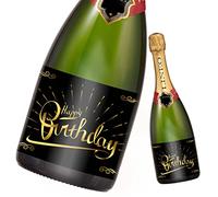 2pcs Birthday Bottle Label; Happy Birthday Label for Champagne and Wine Bottles, self-Adhesive; Birthday Gift for Men & Women (14.8 x 10.5 cm) (Happy Birthday)