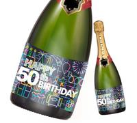 2pcs Birthday Bottle Label; Happy Birthday Label for Champagne and Wine Bottles, self-Adhesive; Birthday Gift for Men & Women (14.8 x 10.5 cm) (50th Birthday)
