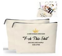 2PCS Birthday Gifts for Women Mom, Mothers Day Gifts, Unique Retirement Gift, A Wise Women Once Said Makeup Bag for Coworker Friendship Teacher, Small Travel Makeup Pouch, Cosmetic Bag, Cute Clutch