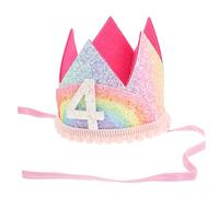 2pcs Birthday Rainbow Crown The Crown Happy Birthday Party Hat Crown 1st Birthday Crown Girl Birthday Crown Hat Number Crown Hat Crowning Hat Fabric BESTonZON