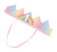 2pcs Birthday Rainbow Crown The Crown Little Prince Birthday Party Hats One Birthday Headband Headband Birthday Number Hat Crowning Hat Crown Fabric BESTonZON