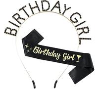 2Pcs Birthday Sash for Women - Satin Party Sashes with Gold Lettering for Girls & Ladies, Birthday Decorations for 18th, 21st, 30th, 40th & More