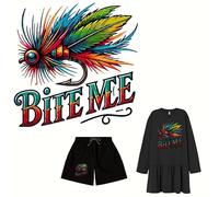2PCS Bite Me Funny Fishing Lure Patches Pattern Iron On Transfers for T-Shirts Rub on Transfers Stickers Vinyl Ready to Press Stickers Iron on Decals for T-Shirts Clothing Hoodie DIY Crafts