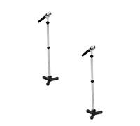 2Pcs Black 1/12 Dollhouse Miniature Accessories,Metal Microphone with Stand, Dollhouse Microphone Music Room Recording Room Studio Decoration Present Mic Figure (5.2cm x 1.8cm x 1.8cm)