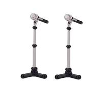 2Pcs Black 1/12 Dollhouse Miniature Accessories,Metal Microphone with Stand, Dollhouse Microphone Music Room Recording Room Studio Decoration Present Mic Figure (5.2cm x 1.8cm x 1.8cm)