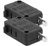 2pcs Black 2-pin Normally Open Microwave Oven Door Micro Switch | Plastic and Metal Build, Easy Installation, Precise Control for Household Appliances, Replacement Accessory for Repair Use