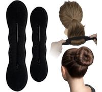 2Pcs black 2 Sizes Sponge Hair Bun Maker, Non-Slip Twist Hair Bun Shaper, Tear-Resistant Updo Curler Accessories for Women Parties, Weddings