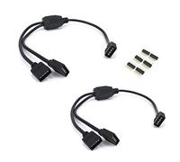 2PCS black 4 Pins LED Splitter Cable LED Strip Connector 2 Way Splitter Y Splitter for One to two RGB 5050 3528 LED Light Strips with 6x Male 4 Pin Plugs -30cm/12inch Long (1 to 2 Splitter Cable)