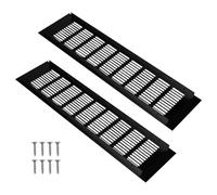 2Pcs Black 80mm x 400mm Door Air Vent Cover, Aluminum Alloy Air Vent Grille Cover, Rectangle Metal Louvered Grill Cover for Wardrobe, Stove, Shoes Cabinet, Kitchen, Bathroom and Floor Exhaust Vent