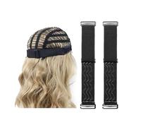 2Pcs Black Adjustable Elastic Wig Bands Nonslip Stretchable Straps with Removable Buckles for Sewing Making Keeping Fixed Wigs Wrap Hair Styling