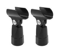2pcs Black Adjustable Microphone Clip with 3/8 Inch Screw Adapter | Metal and Plastic Build, 20mm to 25mm Opening, for Interviews and Mobile Content Creation