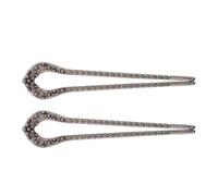 2pcs Black Alloy U Shaped Hair Pins Simulation Pearl Design