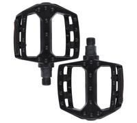 2pcs Black Aluminium Alloy Bicycle Pedals with Hollow round Design | Reduced Weight, Reflective Stripe Detail, Safer Riding, without Damaging Shoes, for Road and Mountain Use