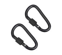 2PCS Black Aluminum Carabiner Clips with Screw Lock - Compact Travel & Camping Essentials for Keyring, Outdoor Adventures, and Women's Holiday Gear