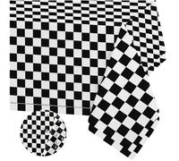2pcs Black and White Checkered Disposable Table Cloth Table Covers,137*274cm Party Rectangular Tablecover Plastic Tablecloths for Racing Party,Picnic,Baby Shower,Wedding,Birthday Parties Decoration
