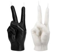 2PCS Black and White Pillar Candles, 'Victory' Hand Gesture Candle & Creative Nature Set, Funny Housewarming Gifts for Men, Quirky Home Decor, Cool Bedroom Accessories, Adds Humor & Style to Room