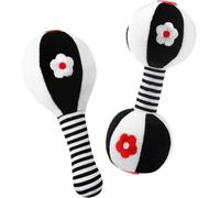 2pcs Black and White Rattle-Plush Rattle Vision Training Early Educational Supplies-Maracas and Dumbbells