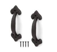 2Pcs Black Antique Cast Iron Door Handle Retro Sliding Door Handle For Shed Doors Garage Cabinets