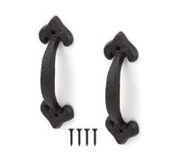 2Pcs Black Antique Cast Iron Door Handle Retro Sliding Door Handle For Shed Doors Garages Cupboards