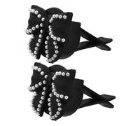 2pcs Black Bow Car Air Freshener Vent Clip Decorative Alloy Ornament | Compatible with Most Vehicle Vents, Refillable Design for Scented Tablets or Essential Oils, Chic Interior Styling