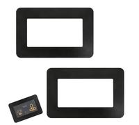 2Pcs Black Brushed Aluminium Double Socket Surround Trims, Self Adhesive Light Switch Plate Covers for UK EU Standard Wall Outlet Renovation