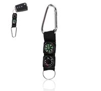 2PCS Black Carabiner Key Chain Compass Thermometer, Clip on Compass Hiking Hiking Thermometer Mountaineering Sports and Outdoor Recreation Accessories
