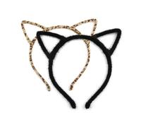 2Pcs Black Cat Ears Headband for Women and Girls,Costume Soft Kitty Leopard Ears Headband,Cat Ear Headbands Hair Bands Hair's Hoops Exquisite Sweet Sexy Women Hair Accessories for Adult Kids