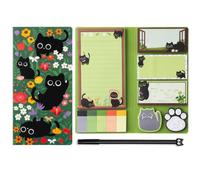 2Pcs Black Cat Sticky Notes with Gel Pen, 440 Sheets Cute Cat Post It Notes, Cat Pens with Smooth Black Ink, Cute Cat Stationery Set for Daily Writing & Categorization, Gifts for Cat Lovers