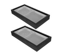 2pcs Black CD Display Frame Mdf Double Groove Floating Wall Holder