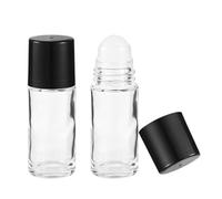 2pcs Black Clear Oil Roller Bottles, 1.06oz Portable Empty Roll On Ball Container Refillable Roller Deodorant Vials Leak-Proof Cosmetic Containers for Fragrance Massage Perfume Essential Oil