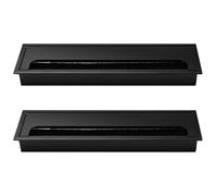 2Pcs Black Desk Cable Grommets 280x80MM, Desk Plug Hole Cover, Computer Desk Metal Cable Hole, Aluminum Alloy Rectangle Cable Hole Cover for Desktop Cable Organizer