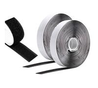 2Pcs Black Double Sided Self Adhesive 5M X 20mm, Hook Loop Strong Hook And Loop Tape For Sewing, Curtains And Diy No Drilling